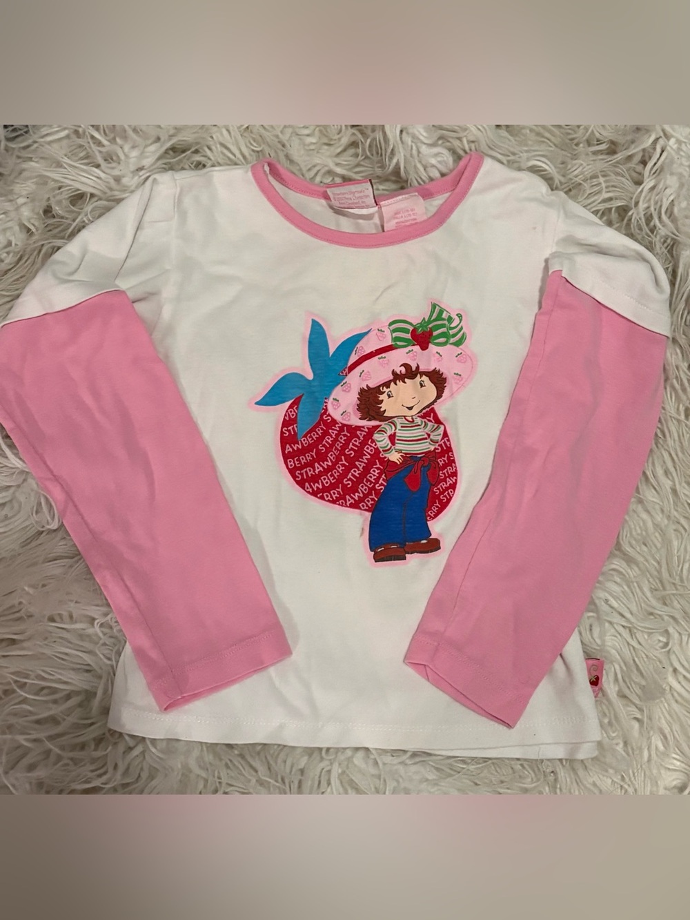 2004 Strawberry Shortcake Girls L 10/12 Y2K Layered Long Sleeve Top
